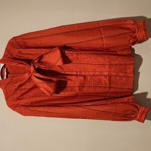 ❤️ 70'S VINTAGE LADY MANHATTAN VINTAGE TIE BECK BUTTON DOWN BLOUSE / TOP